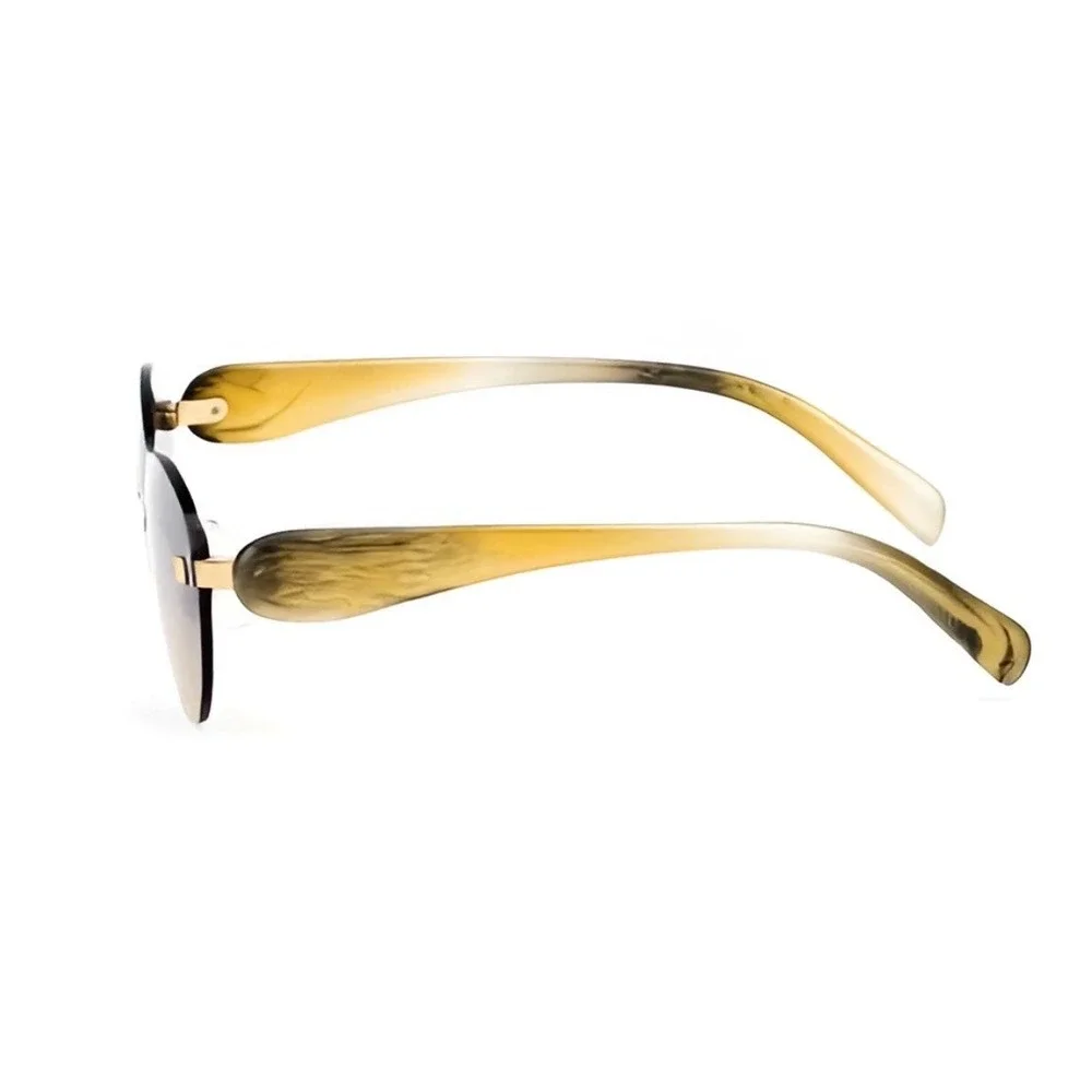 Rimless Butterfly‎ Gradient Sunglasses Gold Hardware Marbled Amber Lentes Gafas